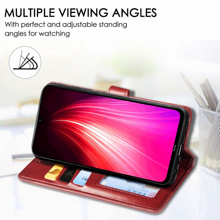 For Xiaomi Redmi Note 8 Retro Solid Color Leather Buckle Phone Case with Lanyard & Photo Frame & Card Slot & Wallet & Stand Function