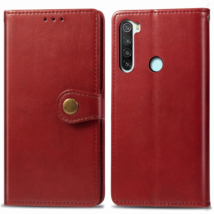 For Xiaomi Redmi Note 8 Retro Solid Color Leather Buckle Phone Case with Lanyard & Photo Frame & Card Slot & Wallet & Stand Function
