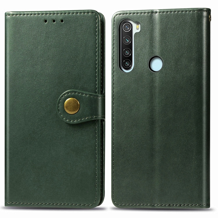 For Xiaomi Redmi Note 8 Retro Solid Color Leather Buckle Phone Case with Lanyard & Photo Frame & Card Slot & Wallet & Stand Function