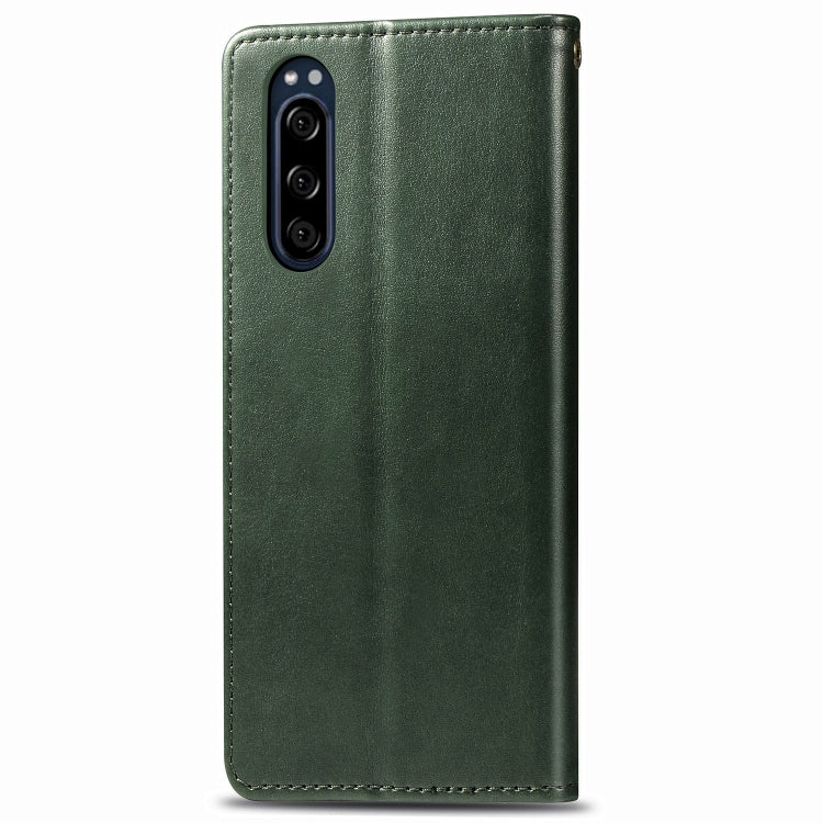 For Sony Xperia 5 Retro Solid Color Leather Buckle Phone Case with Lanyard & Photo Frame & Card Slot & Wallet & Stand Function