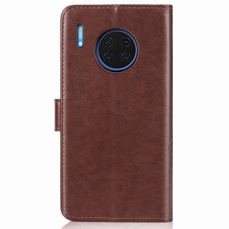 For Huawei Mate 30 Pro Four-leaf Clasp Embossed Buckle Mobile Phone Protection Leather Case with Lanyard & Card Slot & Wallet & Bracket Function