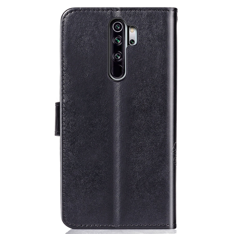 For Xiaomi Redmi Note 8 Pro Four-leaf Clasp Embossed Buckle Mobile Phone Protection Leather Case with Lanyard & Card Slot & Wallet & Bracket Function
