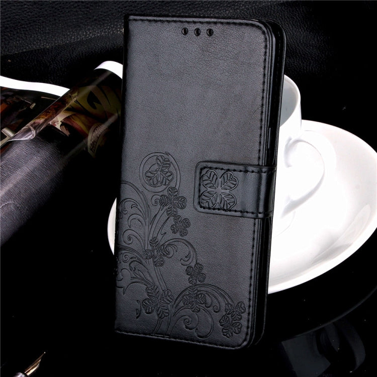 For Sony Xperia 20 Four-leaf Clasp Embossed Buckle Mobile Phone Protection Leather Case with Lanyard & Card Slot & Wallet & Bracket Function