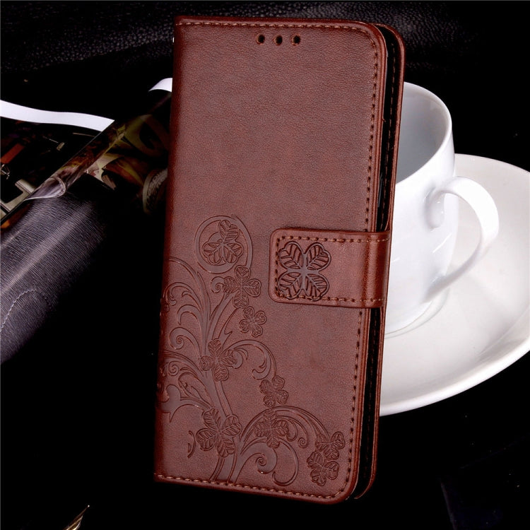 For Sony Xperia 20 Four-leaf Clasp Embossed Buckle Mobile Phone Protection Leather Case with Lanyard & Card Slot & Wallet & Bracket Function