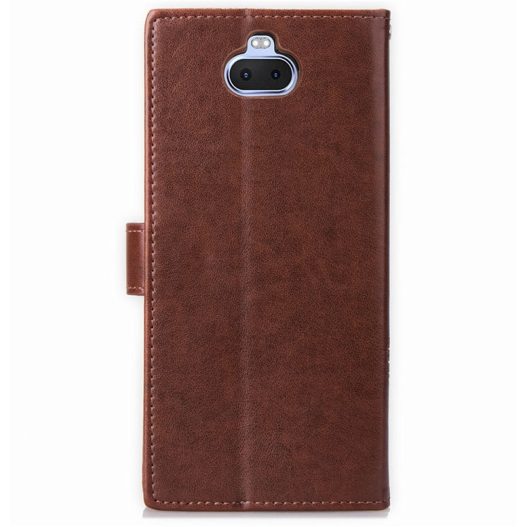 For Sony Xperia 20 Four-leaf Clasp Embossed Buckle Mobile Phone Protection Leather Case with Lanyard & Card Slot & Wallet & Bracket Function