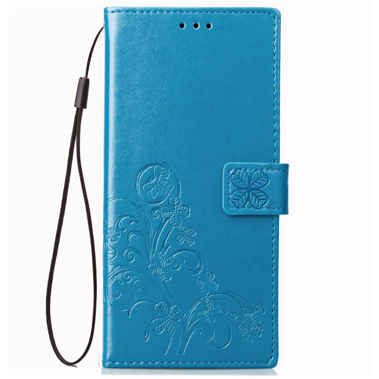 For Sony Xperia 20 Four-leaf Clasp Embossed Buckle Mobile Phone Protection Leather Case with Lanyard & Card Slot & Wallet & Bracket Function