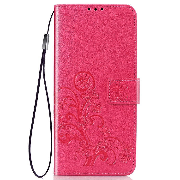 For Sony Xperia 5 Four-leaf Clasp Embossed Buckle Mobile Phone Protection Leather Case with Lanyard & Card Slot & Wallet & Bracket Function