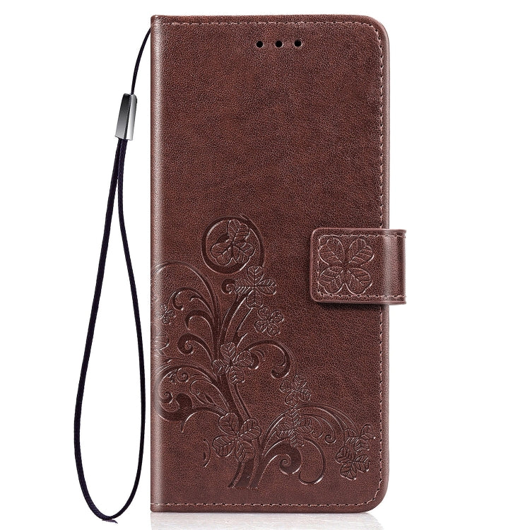 For Sony Xperia 5 Four-leaf Clasp Embossed Buckle Mobile Phone Protection Leather Case with Lanyard & Card Slot & Wallet & Bracket Function