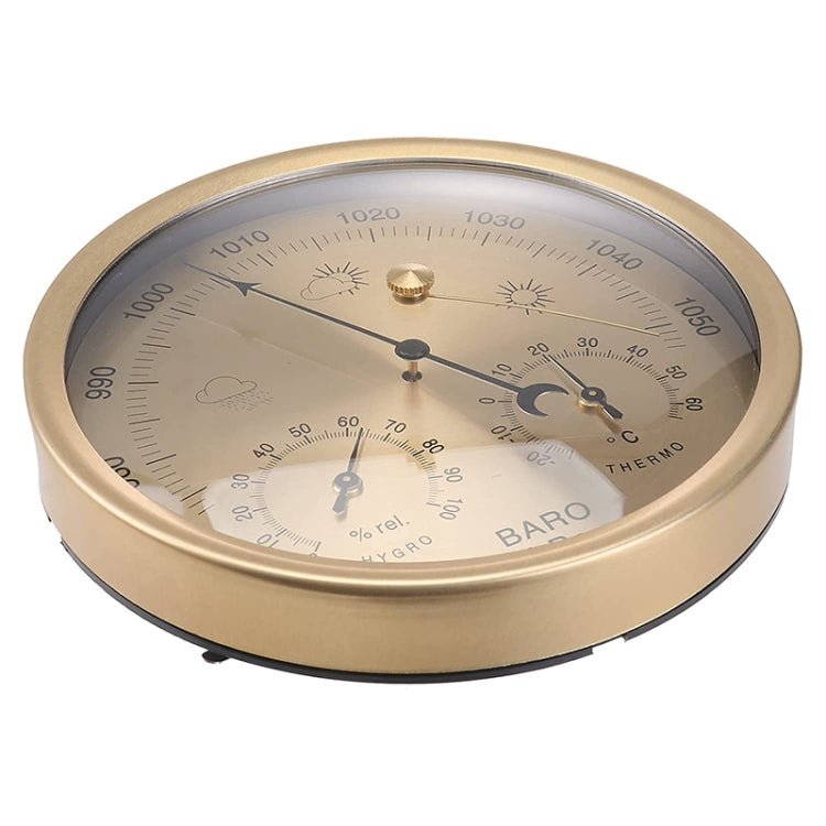THB9392 132mm Wall Mounted Digital Thermometer Hygrometer Household High Accuracy Pressure Gauge Air Weather Instrument Barometer (Gold)