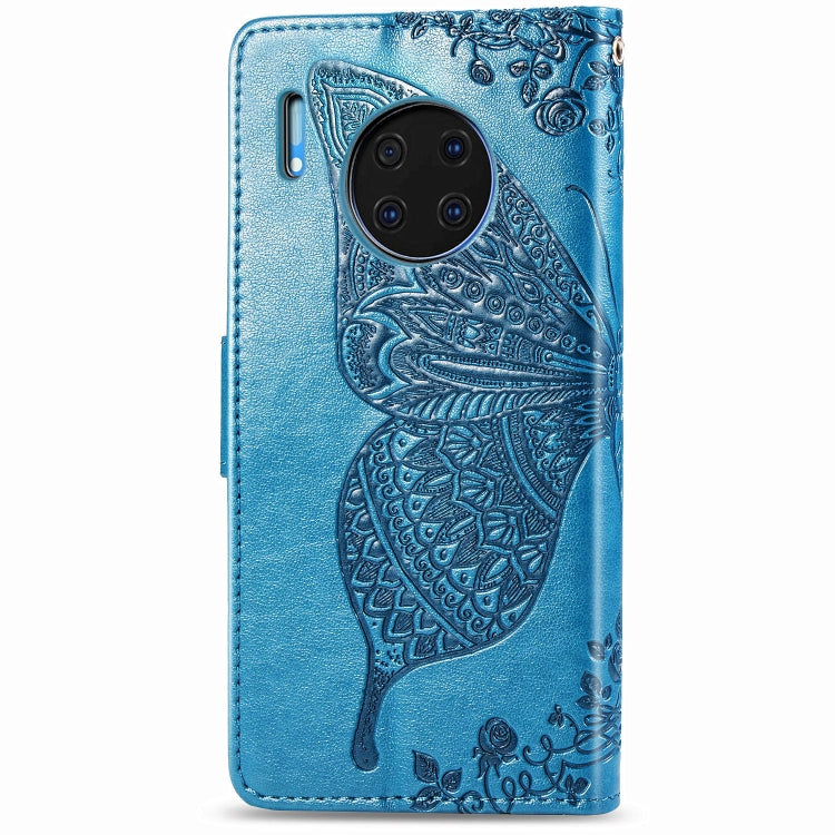 For Huawei Mate 30 Pro Butterfly Love Flower Embossed Horizontal Flip Leather Case with Bracket / Card Slot / Wallet / Lanyard
