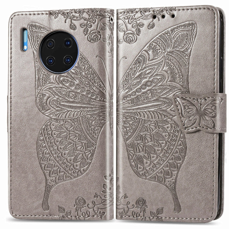 For Huawei Mate 30 Pro Butterfly Love Flower Embossed Horizontal Flip Leather Case with Bracket / Card Slot / Wallet / Lanyard