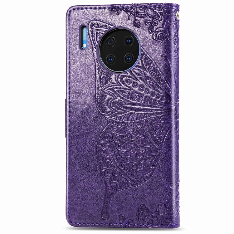 For Huawei Mate 30 Pro Butterfly Love Flower Embossed Horizontal Flip Leather Case with Bracket / Card Slot / Wallet / Lanyard