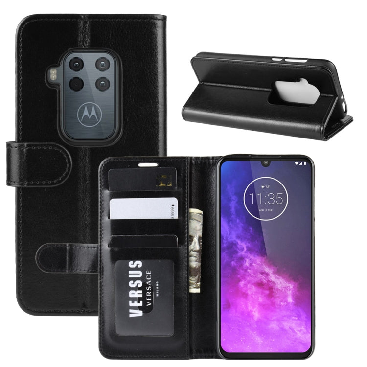 For Motorola One Zoom R64 Texture Single Fold Horizontal Flip Leather Case with Holder & Card Slots & Wallet(Black)