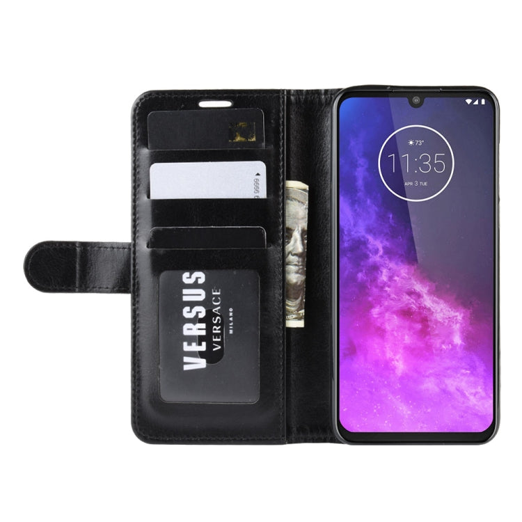 For Motorola One Zoom R64 Texture Single Fold Horizontal Flip Leather Case with Holder & Card Slots & Wallet(Black)
