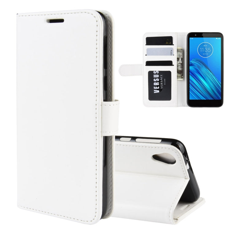 For Motorola Moto E6 R64 Texture Single Fold Horizontal Flip Leather Case with Holder & Card Slots & Wallet