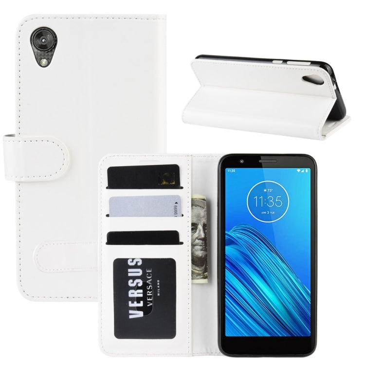 For Motorola Moto E6 R64 Texture Single Fold Horizontal Flip Leather Case with Holder & Card Slots & Wallet