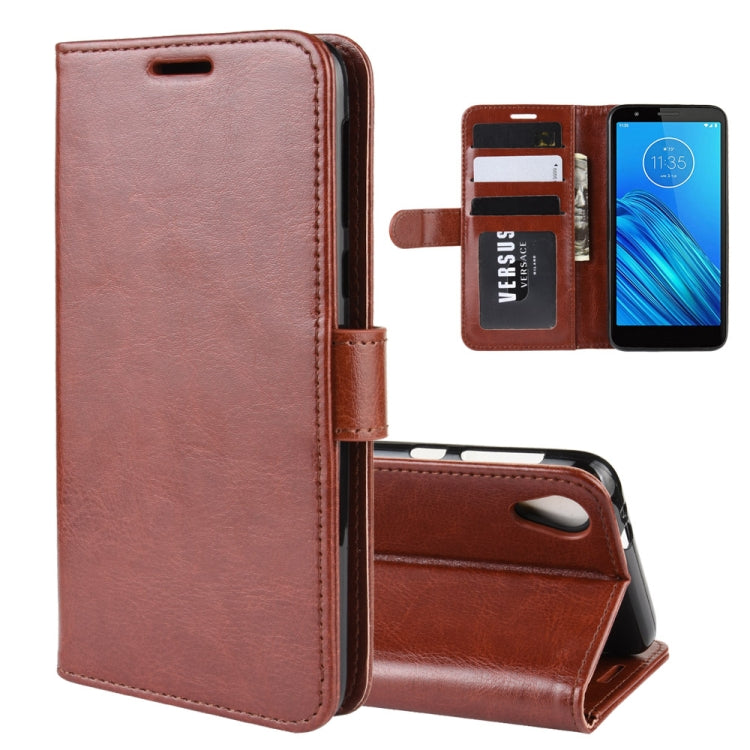 For Motorola Moto E6 R64 Texture Single Fold Horizontal Flip Leather Case with Holder & Card Slots & Wallet