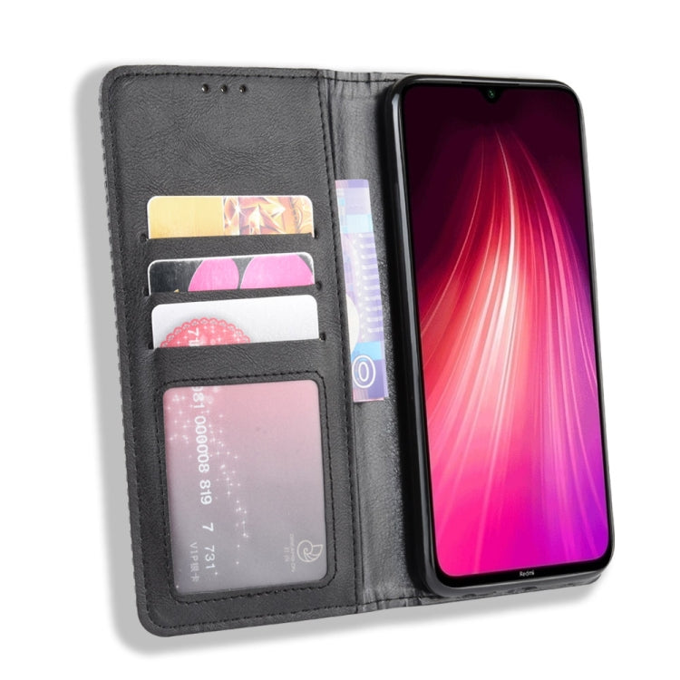 For Xiaomi Redmi Note 8 Magnetic Buckle Retro Crazy Horse Texture Horizontal Flip Leather Case , with Holder & Card Slots & Photo Frame