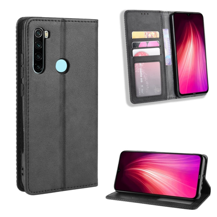 For Xiaomi Redmi Note 8 Magnetic Buckle Retro Crazy Horse Texture Horizontal Flip Leather Case , with Holder & Card Slots & Photo Frame