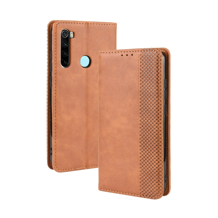 For Xiaomi Redmi Note 8 Magnetic Buckle Retro Crazy Horse Texture Horizontal Flip Leather Case , with Holder & Card Slots & Photo Frame