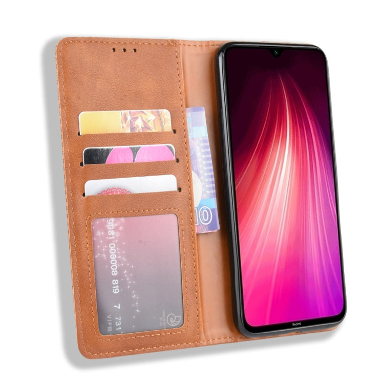 For Xiaomi Redmi Note 8 Magnetic Buckle Retro Crazy Horse Texture Horizontal Flip Leather Case , with Holder & Card Slots & Photo Frame