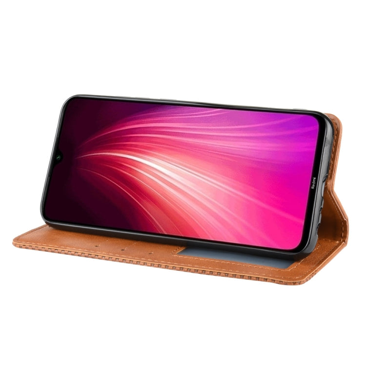 For Xiaomi Redmi Note 8 Magnetic Buckle Retro Crazy Horse Texture Horizontal Flip Leather Case , with Holder & Card Slots & Photo Frame