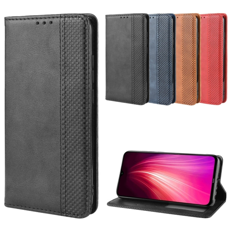 For Xiaomi Redmi Note 8 Magnetic Buckle Retro Crazy Horse Texture Horizontal Flip Leather Case , with Holder & Card Slots & Photo Frame
