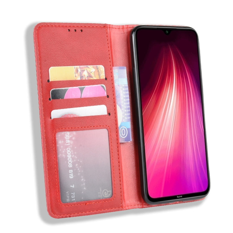 For Xiaomi Redmi Note 8 Magnetic Buckle Retro Crazy Horse Texture Horizontal Flip Leather Case , with Holder & Card Slots & Photo Frame
