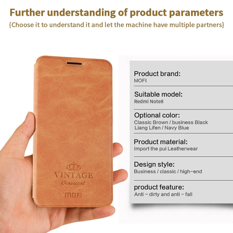 For Xiaomi RedMi Note 8 MOFI Crazy Horse Texture Horizontal Flip Protective Leather Case