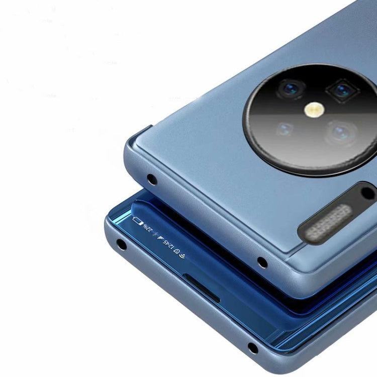 For Huawei Mate 30 Pro Plating Mirror Left and Right Flip Cover with Bracket Holster