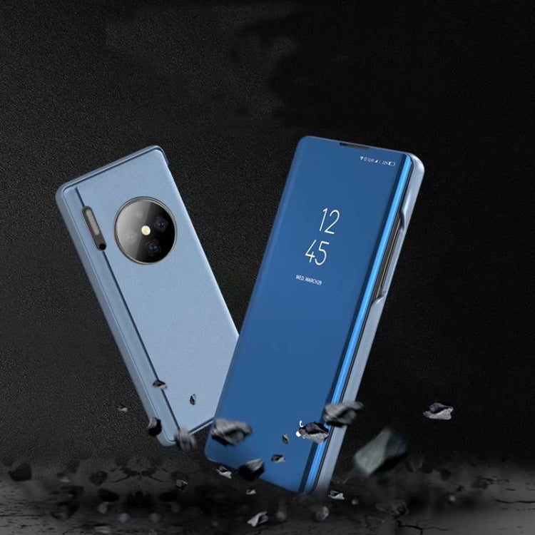 For Huawei Mate 30 Pro Plating Mirror Left and Right Flip Cover with Bracket Holster