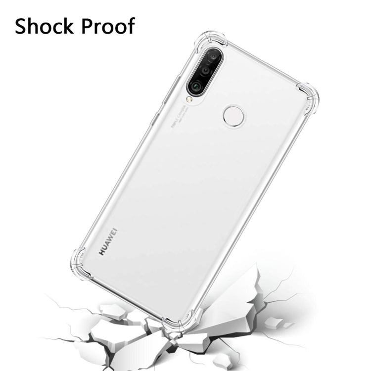 For Huawei P30 Lite Four-Corner Anti-Drop Ultra-Thin Transparent TPU Phone Case(Transparent)