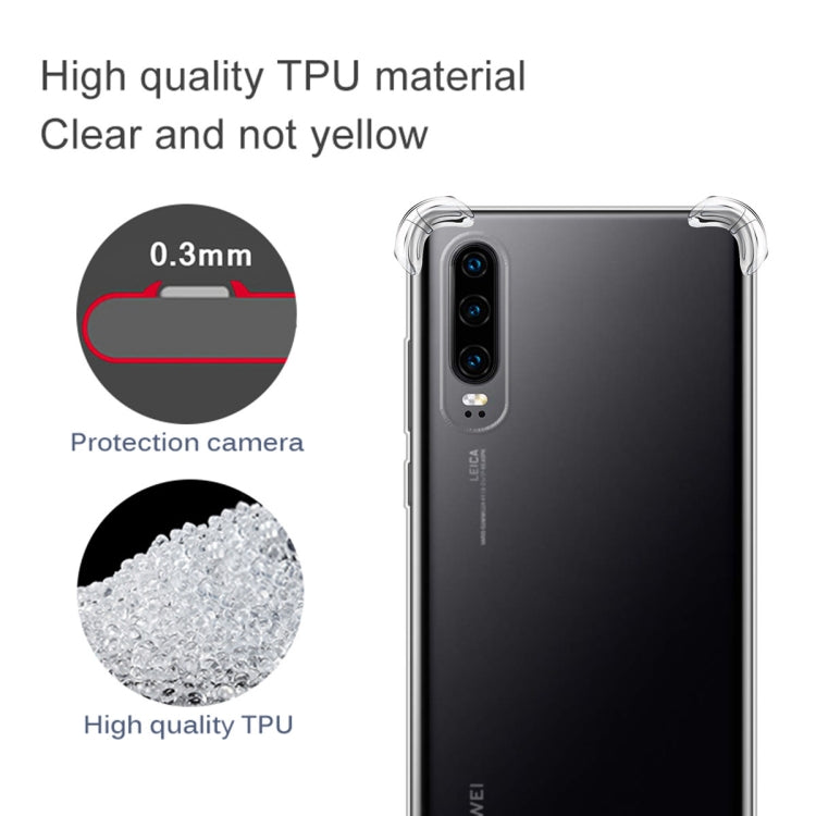 For Huawei P30 Four-Corner Anti-Drop Ultra-Thin Transparent TPU Phone Case(Transparent)