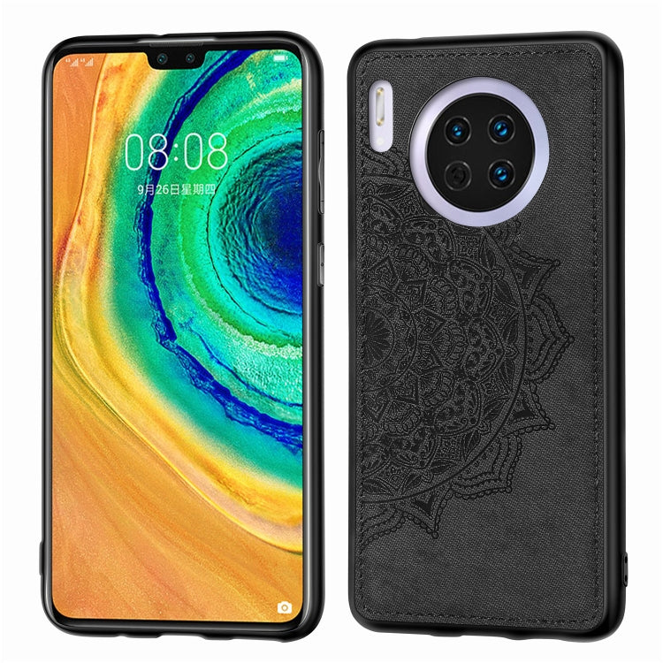For Huawei Mate 30 , Embossed Mandala pattern PC + TPU + Fabric Phone Case with Lanyard & Magnetic