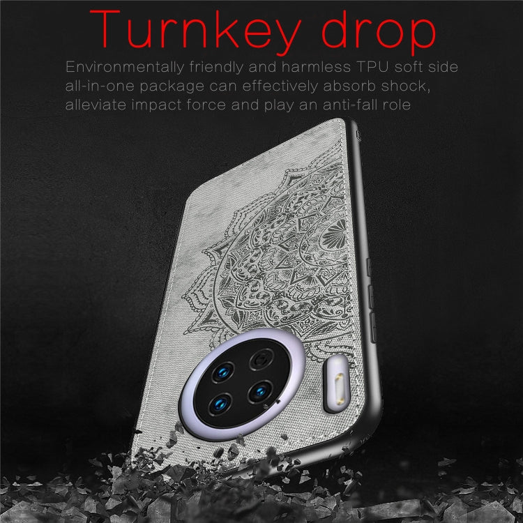 For Huawei Mate 30 , Embossed Mandala pattern PC + TPU + Fabric Phone Case with Lanyard & Magnetic