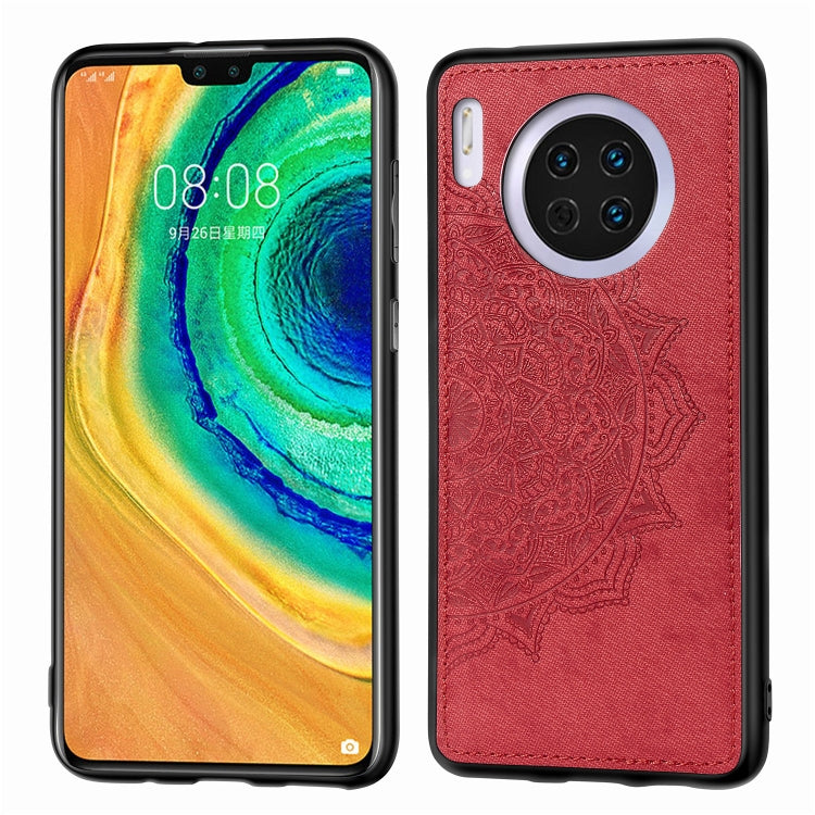 For Huawei Mate 30 , Embossed Mandala pattern PC + TPU + Fabric Phone Case with Lanyard & Magnetic