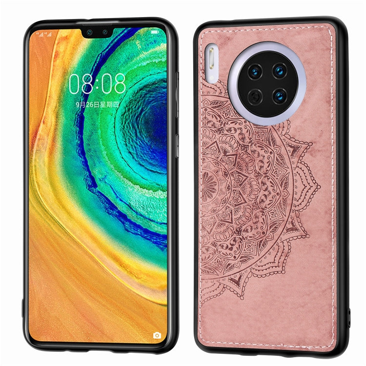 For Huawei Mate 30 , Embossed Mandala pattern PC + TPU + Fabric Phone Case with Lanyard & Magnetic