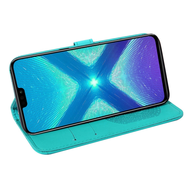 For Huawei Honor 8X Pressed Printing Pattern Horizontal Flip PU Leather Case with Holder & Card Slots & Wallet & & Lanyard