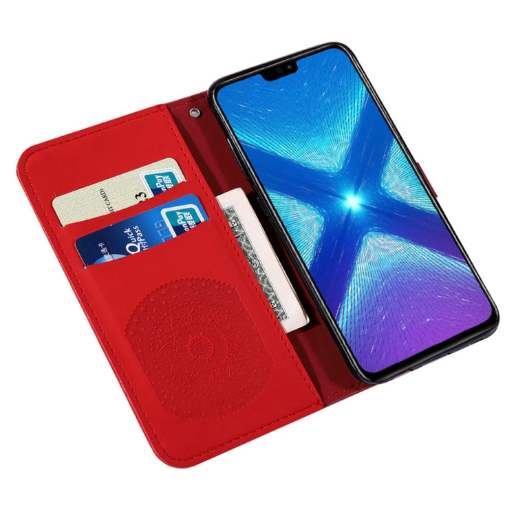 For Huawei Honor 8X Pressed Printing Pattern Horizontal Flip PU Leather Case with Holder & Card Slots & Wallet & & Lanyard