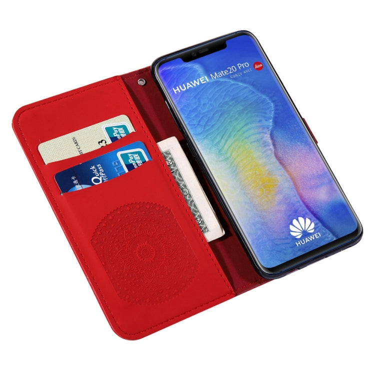 For Huawei Mate 20 Pro Pressed Printing Pattern Horizontal Flip PU Leather Case with Holder & Card Slots & Wallet & & Lanyard