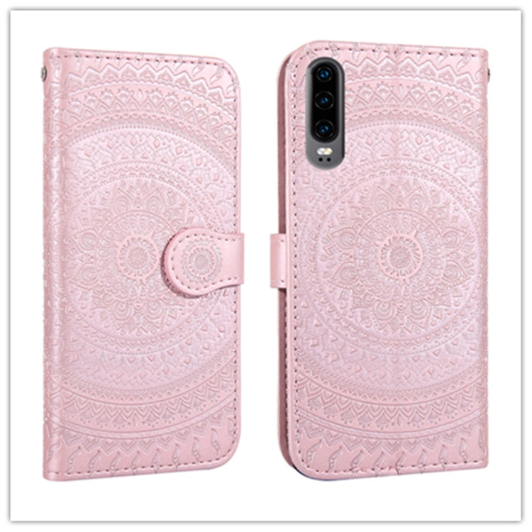 For Huawei P30 Pressed Printing Pattern Horizontal Flip PU Leather Case with Holder & Card Slots & Wallet & & Lanyard
