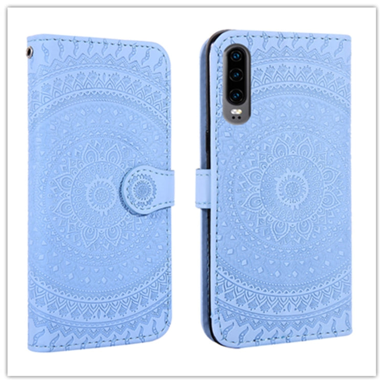 For Huawei P30 Pressed Printing Pattern Horizontal Flip PU Leather Case with Holder & Card Slots & Wallet & & Lanyard