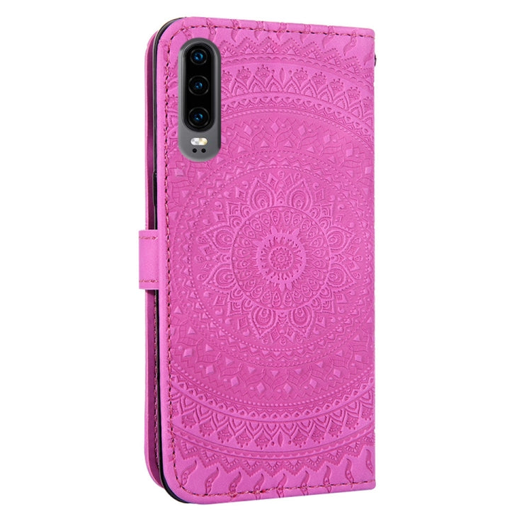 For Huawei P30 Pressed Printing Pattern Horizontal Flip PU Leather Case with Holder & Card Slots & Wallet & & Lanyard