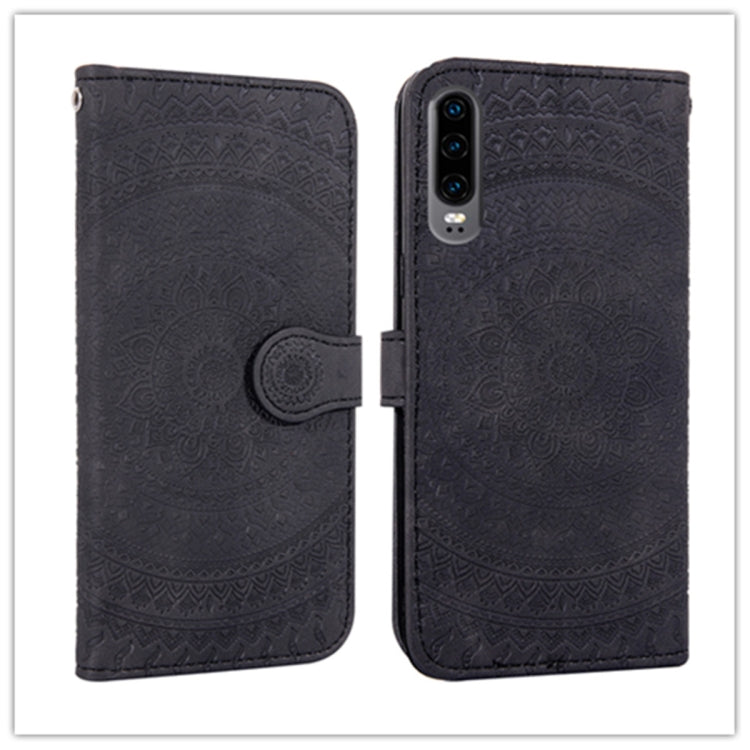 For Huawei P30 Pressed Printing Pattern Horizontal Flip PU Leather Case with Holder & Card Slots & Wallet & & Lanyard