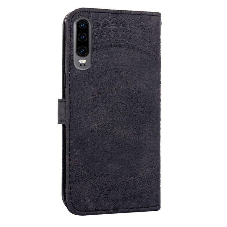 For Huawei P30 Pressed Printing Pattern Horizontal Flip PU Leather Case with Holder & Card Slots & Wallet & & Lanyard
