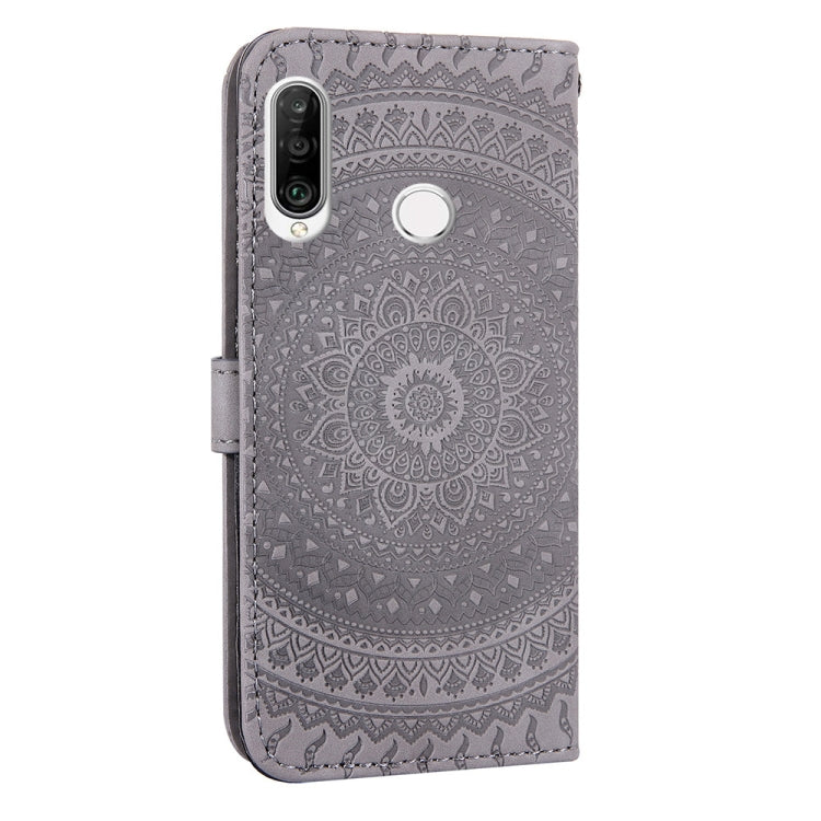 For Huawei P30 Lite Pressed Printing Pattern Horizontal Flip PU Leather Case with Holder & Card Slots & Wallet & & Lanyard