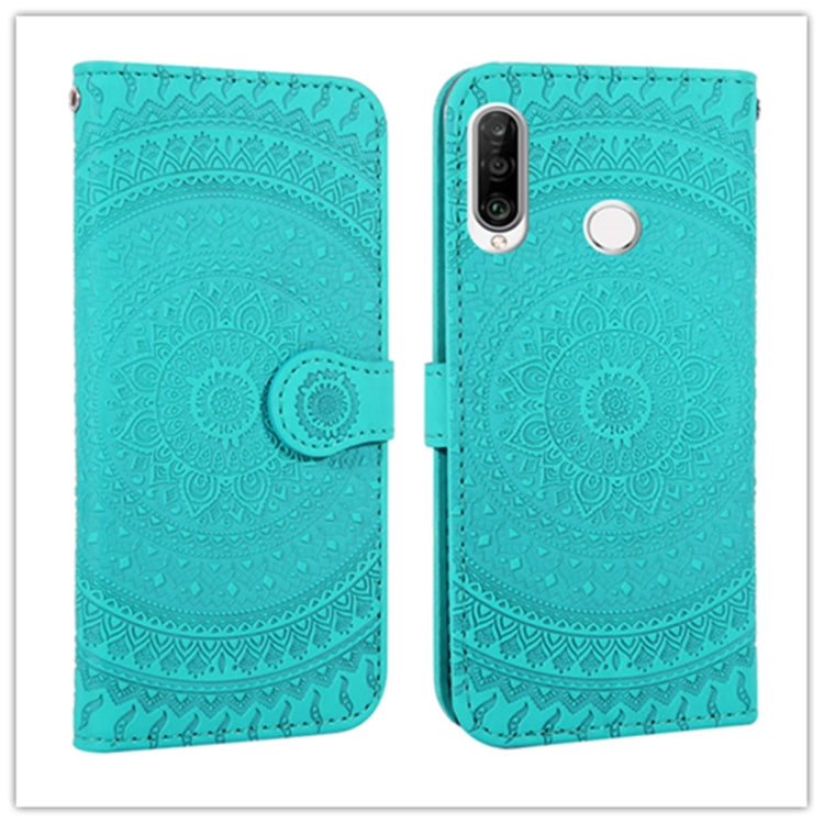 For Huawei P30 Lite Pressed Printing Pattern Horizontal Flip PU Leather Case with Holder & Card Slots & Wallet & & Lanyard