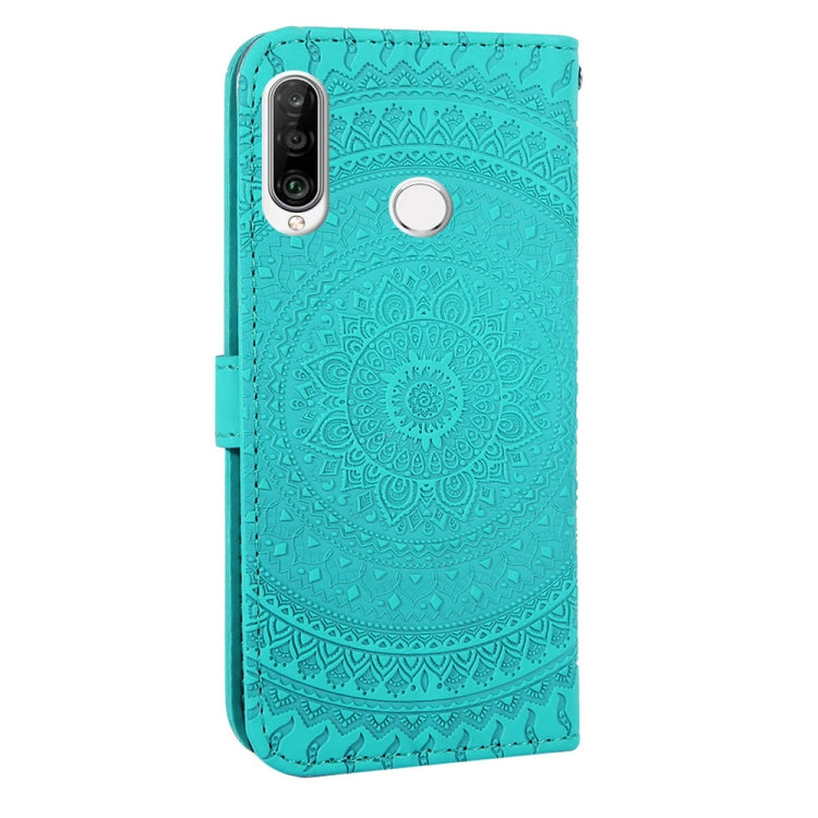 For Huawei P30 Lite Pressed Printing Pattern Horizontal Flip PU Leather Case with Holder & Card Slots & Wallet & & Lanyard
