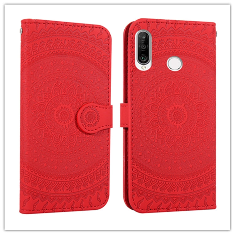 For Huawei P30 Lite Pressed Printing Pattern Horizontal Flip PU Leather Case with Holder & Card Slots & Wallet & & Lanyard