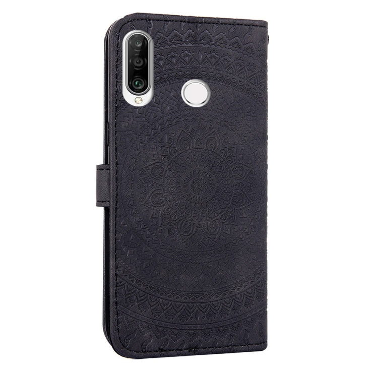 For Huawei P30 Lite Pressed Printing Pattern Horizontal Flip PU Leather Case with Holder & Card Slots & Wallet & & Lanyard